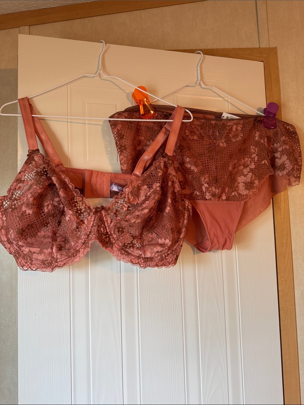 Adore Me Rose Clay Lace Underwire Bra & Brief Set